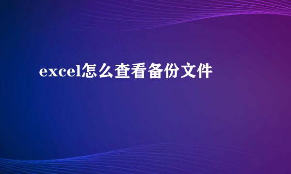 excel怎么查看备份文件