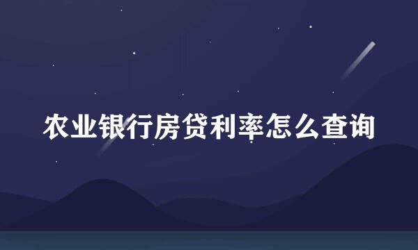 农业银行房贷利率怎么查询
