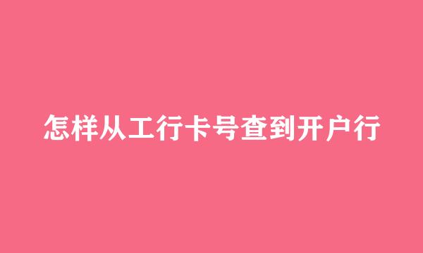 怎样从工行卡号查到开户行