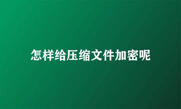 怎样给压缩文件加密呢