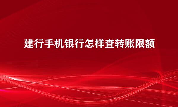 建行手机银行怎样查转账限额
