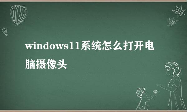windows11系统怎么打开电脑摄像头