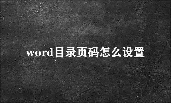 word目录页码怎么设置