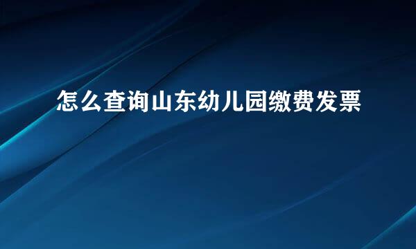 怎么查询山东幼儿园缴费发票
