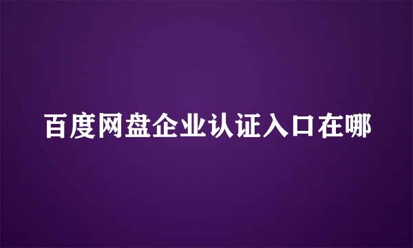 百度网盘企业认证入口在哪