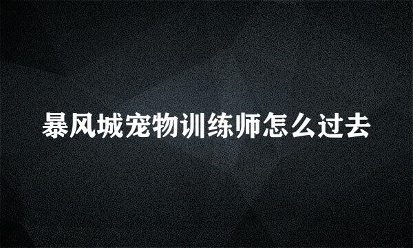 暴风城宠物训练师怎么过去