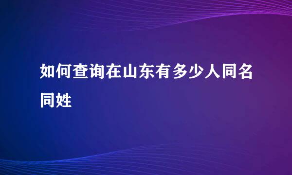 如何查询在山东有多少人同名同姓
