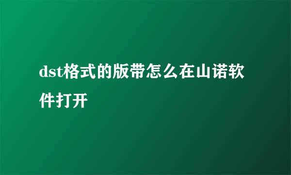 dst格式的版带怎么在山诺软件打开