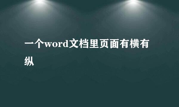一个word文档里页面有横有纵
