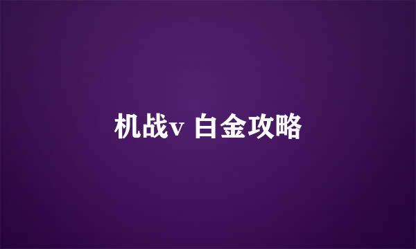 机战v 白金攻略