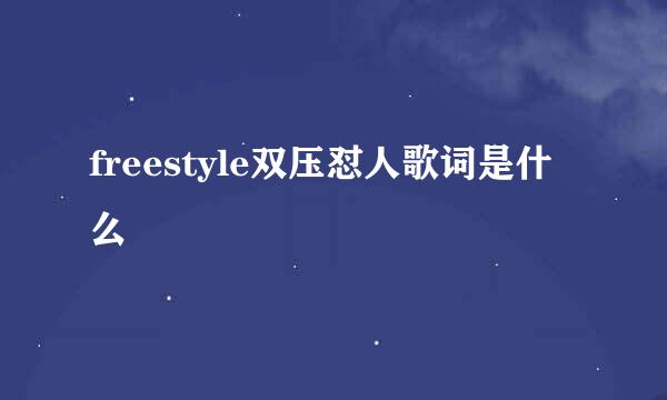 freestyle双压怼人歌词是什么