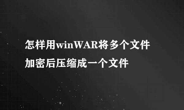 怎样用winWAR将多个文件加密后压缩成一个文件