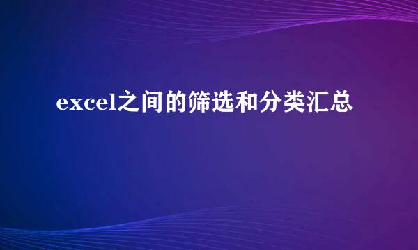 excel之间的筛选和分类汇总