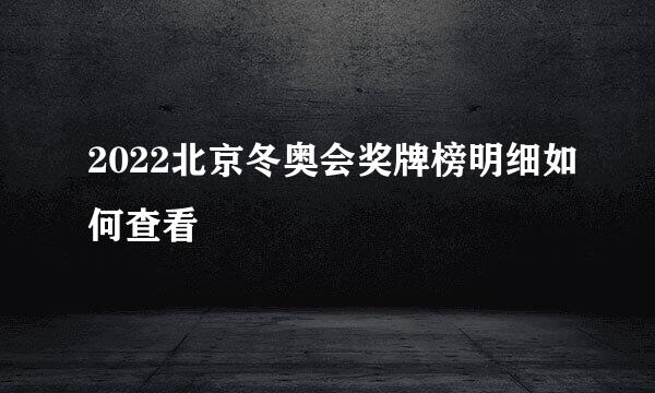 2022北京冬奥会奖牌榜明细如何查看