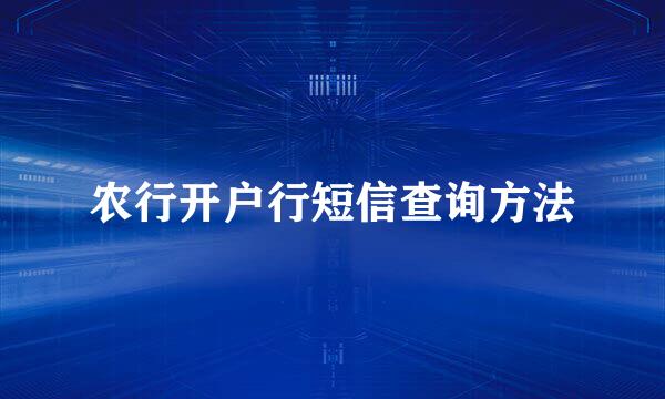 农行开户行短信查询方法