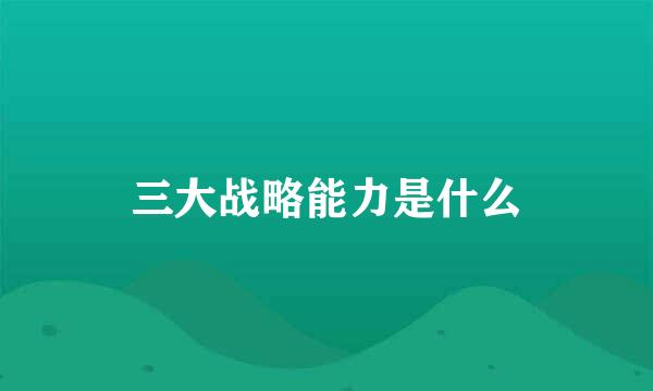 三大战略能力是什么