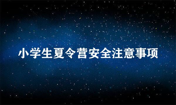 小学生夏令营安全注意事项