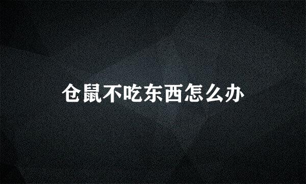 仓鼠不吃东西怎么办