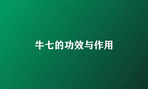牛七的功效与作用