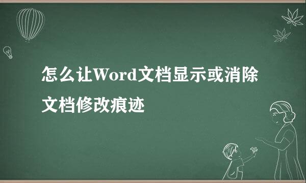 怎么让Word文档显示或消除文档修改痕迹