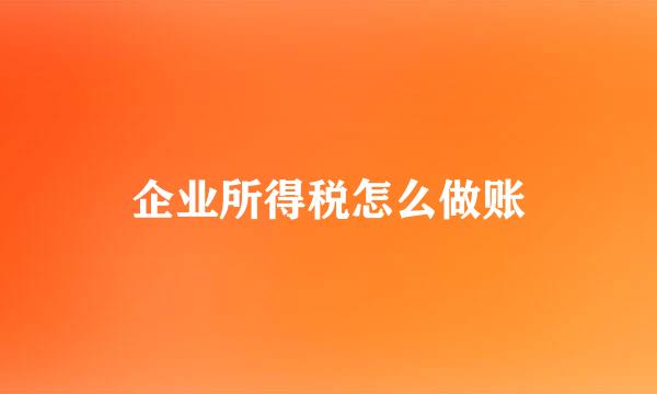 企业所得税怎么做账