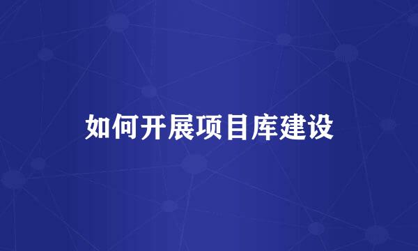 如何开展项目库建设