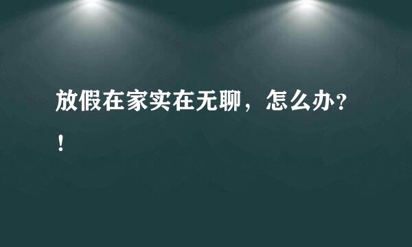 放假在家实在无聊，怎么办？！