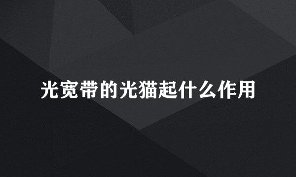 光宽带的光猫起什么作用