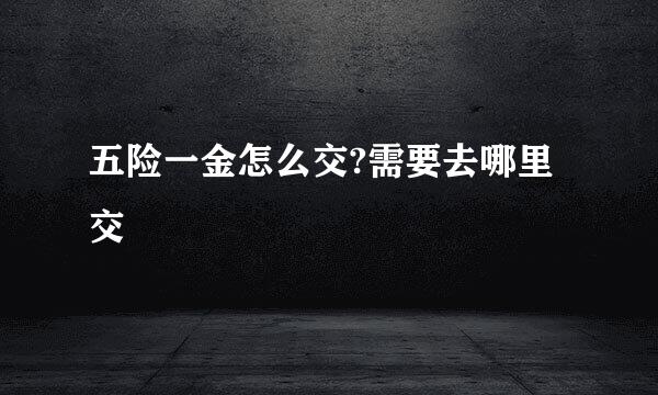 五险一金怎么交?需要去哪里交