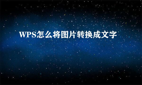WPS怎么将图片转换成文字
