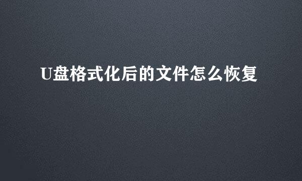 U盘格式化后的文件怎么恢复