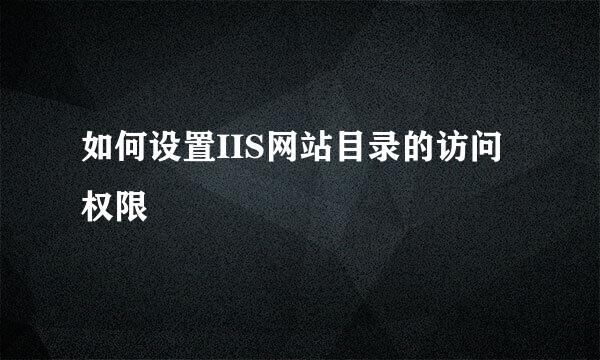如何设置IIS网站目录的访问权限