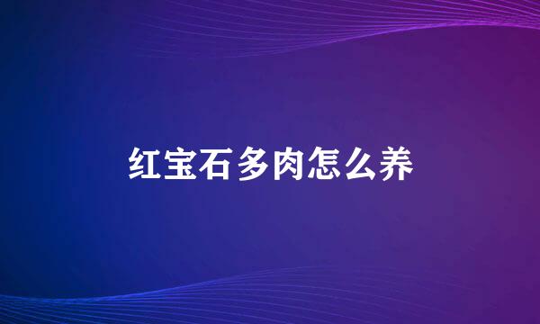 红宝石多肉怎么养