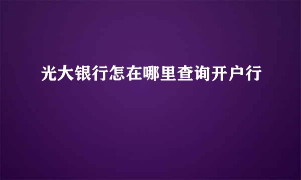 光大银行怎在哪里查询开户行