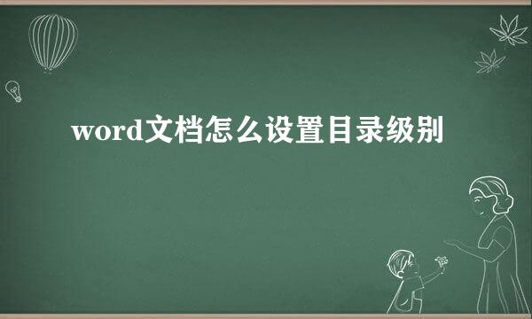 word文档怎么设置目录级别