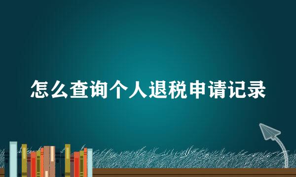 怎么查询个人退税申请记录