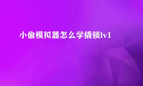 小偷模拟器怎么学撬锁lv1