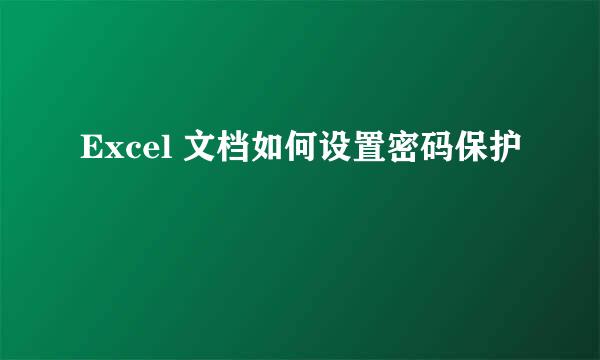 Excel 文档如何设置密码保护