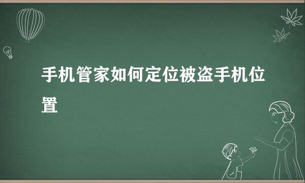 手机管家如何定位被盗手机位置
