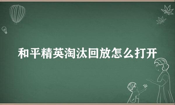和平精英淘汰回放怎么打开
