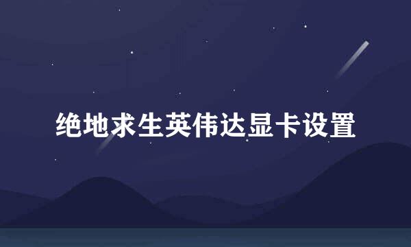 绝地求生英伟达显卡设置