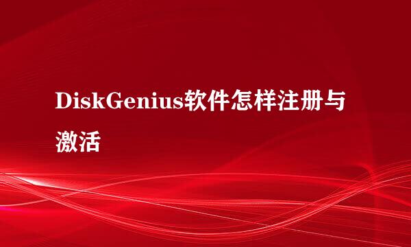 DiskGenius软件怎样注册与激活