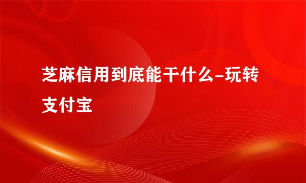 芝麻信用到底能干什么-玩转支付宝