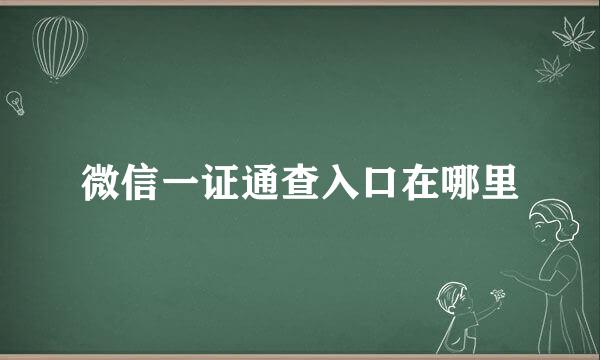 微信一证通查入口在哪里