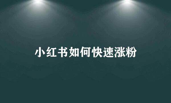 小红书如何快速涨粉