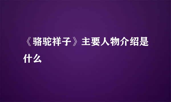 《骆驼祥子》主要人物介绍是什么
