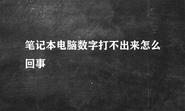 笔记本电脑数字打不出来怎么回事