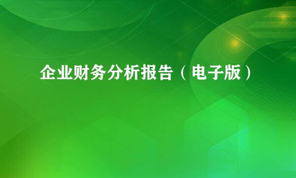 企业财务分析报告（电子版）