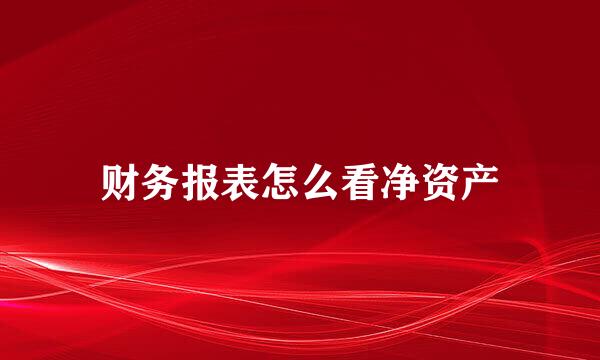 财务报表怎么看净资产