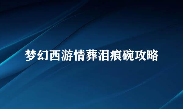 梦幻西游情葬泪痕碗攻略